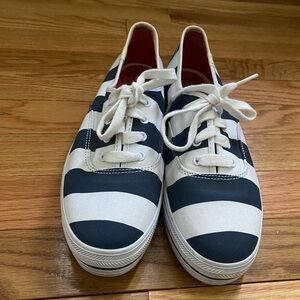 Keds Black and White Striped Canvas Shoes